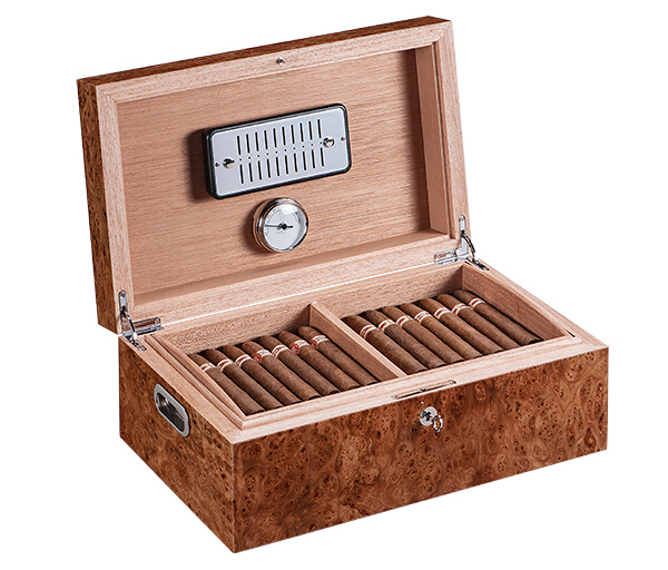 榆木(mù)樹瘤鋼琴烤漆雪茄盒（150支）